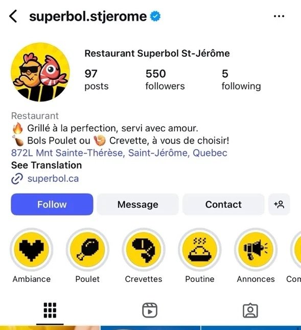 Instagram profile branding.